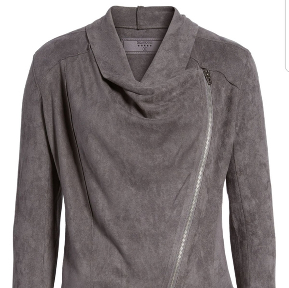 NWT Blank NYC Gray Faux Suede Drape Front Moto XS‎ - Picture 2 of 10